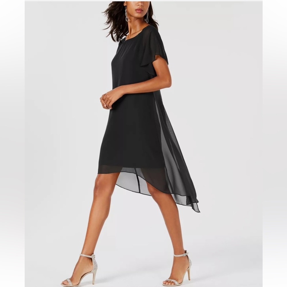 Adrianna Papell Chiffon Overlay Draped Dress